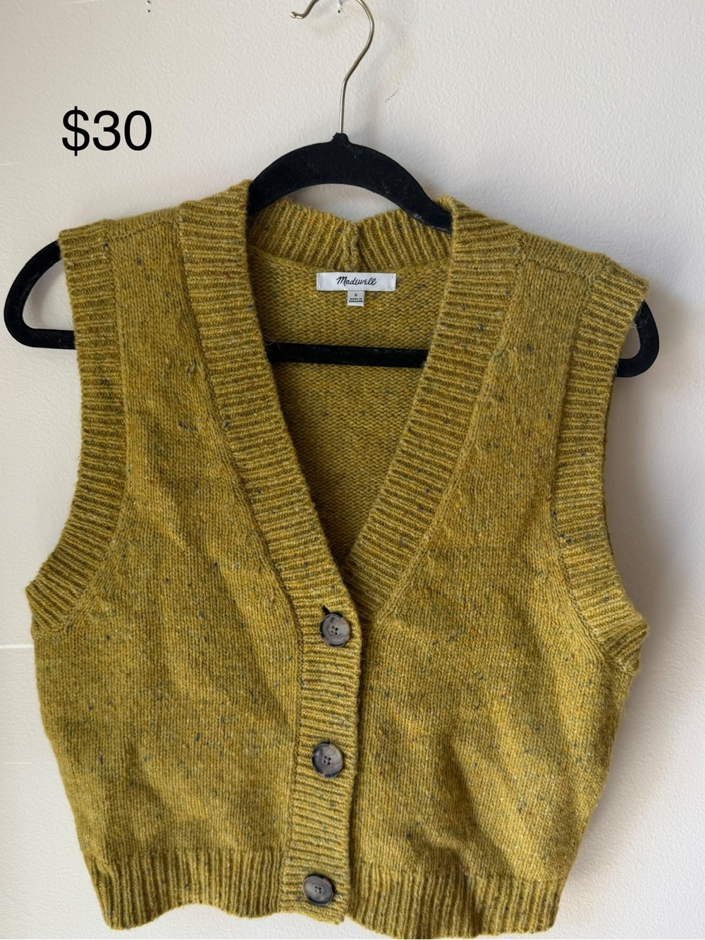 Madewell Yellow-Green Knit Button-Front Sweater Vest - Picture 1 of 1